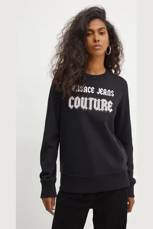 VERSACE Bavlněná mikina dámská, barva, s potiskem, 77HAIC02 CF00C
