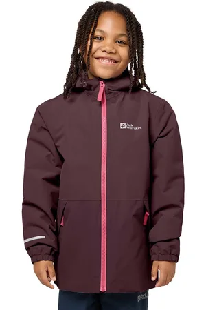 Jack Wolfskin Dětská lyžařská bunda vínová barva, 1607982
