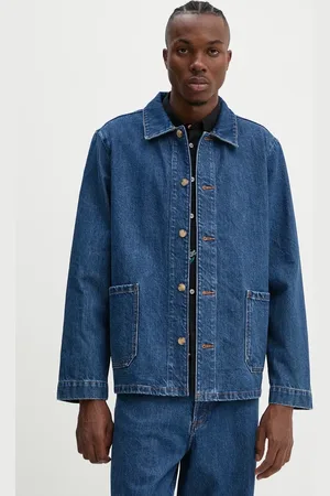 A.P.C. Džínová košile veste kerlouan logo pánská, tmavomodrá barva, regular, s klasickým límcem, COHTD.H03205