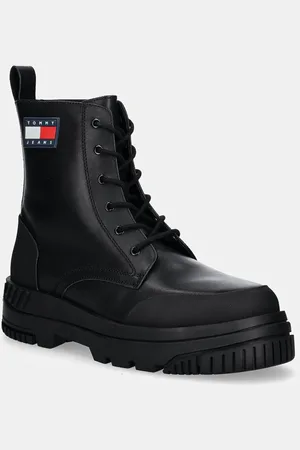 Tommy Hilfiger Kožené trapery TJM LACE UP LEATHER BOOT pánské, barva, EM0EM01511