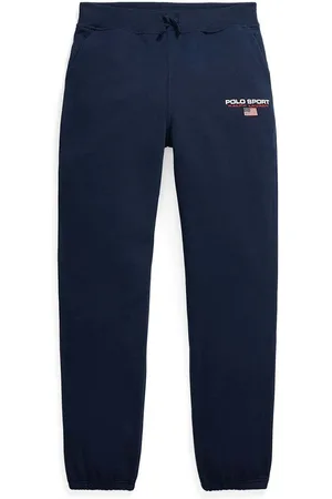 Ralph Lauren Dětské tepláky tmavomodrá barva, hladké, 323962124002