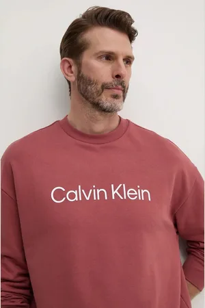 Calvin Klein Bavlněná mikina pánská, fialová barva, s potiskem, K10K112956