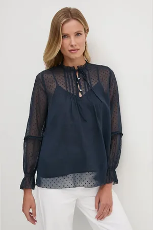 Pepe Jeans Halenka ODETTE dámská, tmavomodrá barva, hladká, PL304944