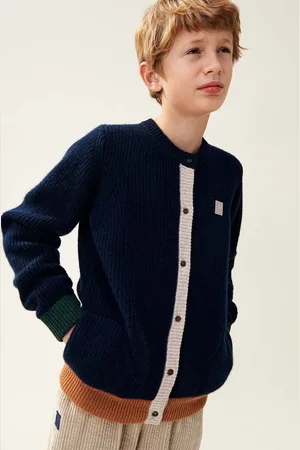 Liewood Dětský vlněný kardigan Tiago Knit Cardigan tmavomodrá barva, LW19166