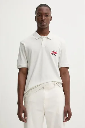 HUGO BOSS Bavlněné polo tričko barva, s potiskem, 50533657