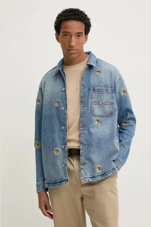 Tommy Hilfiger Džínová bunda pánská, barva, přechodná, oversize, DM0DM20437