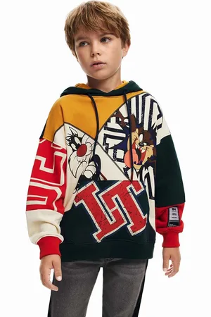 Desigual Dětská bavlněná mikina LOONEY TUNES barva, s kapucí, vzorovaná, 24WBSK07
