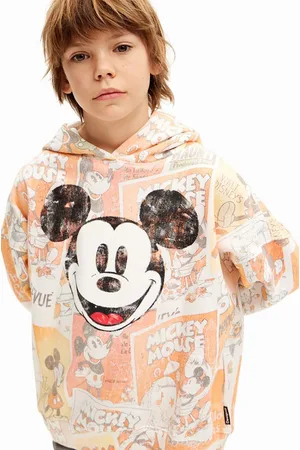 Desigual Dětská bavlněná mikina MICKEY MOUSE barva, s kapucí, vzorovaná, 24WBSK10