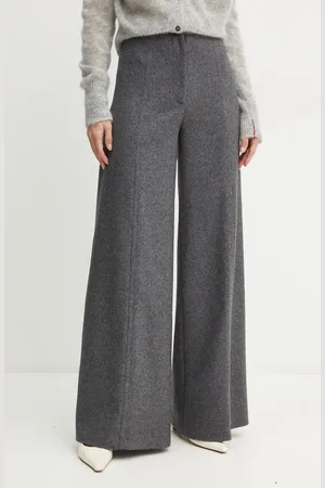 LIVIANA CONTI Kašmírové kalhoty barva, široké, high waist, L4WN29
