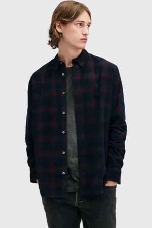 AllSaints Bavlněná košile DAYBREAKER LS SHIRT tmavomodrá barva, relaxed, s klasickým límcem, M033SB