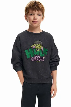 Desigual Dětská bavlněná mikina HULK barva, s aplikací, 24WBSK05