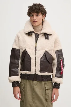 Alpha Industries Bunda Teddy PU Bomber dámská, barva, přechodná, oversize, 148001