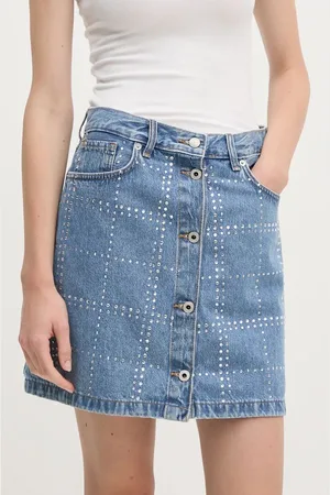 Pepe Jeans Džínová sukně MINI SKIRT HW GLITTER barva, mini, áčková, PL901164