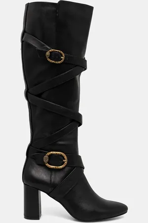 Kurt Geiger Kožené kozačky Mayfair Strappy Knee Boot dámské, barva, na podpatku, 3483800109