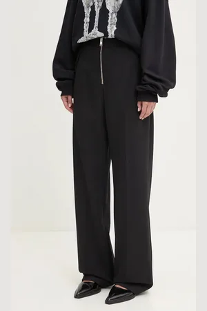 Msgm Kalhoty s příměsí vlny barva, jednoduché, high waist, 3742MDP06.247810