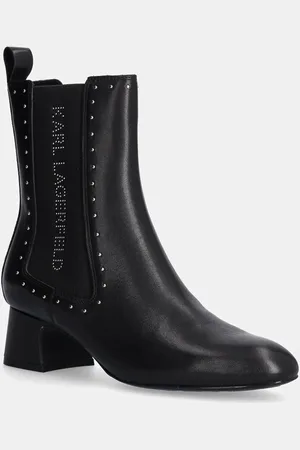 Karl Lagerfeld Kožené kotníkové boty BONNIE dámské, barva, na podpatku, KL30364