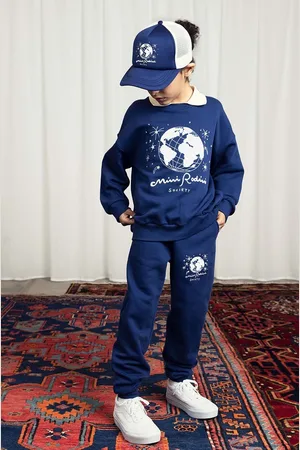 Mini Rodini Dětská bavlněná mikina tmavomodrá barva, s potiskem, 2472011860