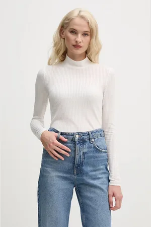 Pepe Jeans Tričko s dlouhým rukávem FLORY béžová barva, s golfem, PL505978