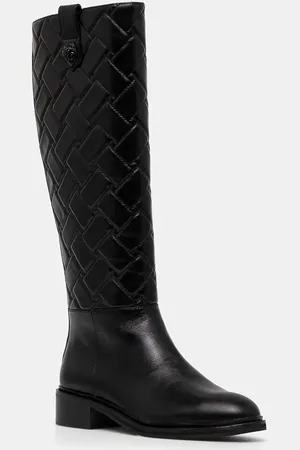 Kurt Geiger Kožené kozačky Kensington Quilt High Leg dámské, barva, na plochém podpatku, lehce zateplené, 3453800109