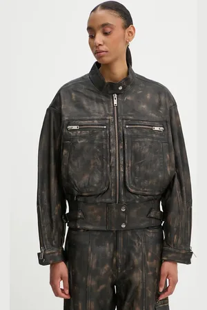 Gestuz Kožená bunda dámská, barva, přechodná, oversize, 10909473