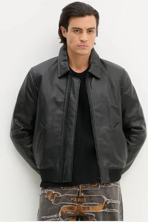 Zadig & Voltaire Kožená bunda pánská, barva, přechodná, RMOW00108