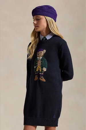 Ralph Lauren Dětské bavlněné šaty tmavomodrá barva, mini, 313950801001