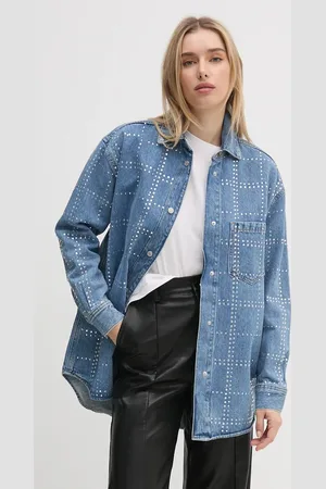Pepe Jeans Košile OVERSHIRT GLITTER dámská, barva, regular, s klasickým límcem, PL304958