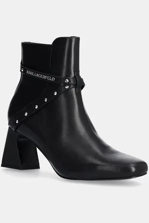 Karl Lagerfeld Kožené kotníkové boty BEATA dámské, barva, na podpatku, KL31454