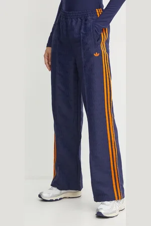adidas Kalhoty Oversized Monogram Track Pant dámské, tmavomodrá barva, široké, high waist, JN8306