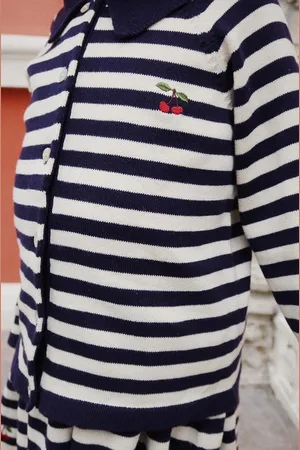 Konges Sløjd Dětský bavlněný kardigan VENTON KNIT CARDIGAN GOTS tmavomodrá barva, KS101722