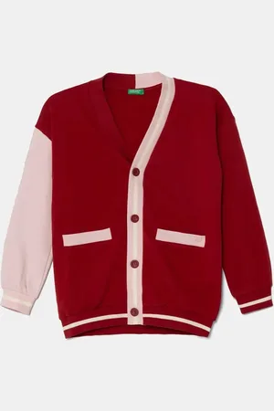Benetton Dětská mikina vínová barva, vzorovaná, 32N4C600G