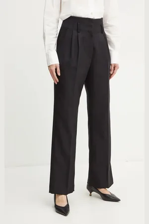FORTE FORTE Vlněné kalhoty barva, jednoduché, high waist, 13225_my pants