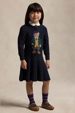 Ralph Lauren Dětské bavlněné šaty tmavomodrá barva, mini, 312950801001