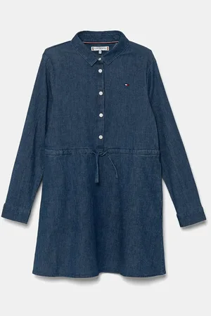 Tommy Hilfiger Dětské riflové šaty tmavomodrá barva, mini, 8720637718162
