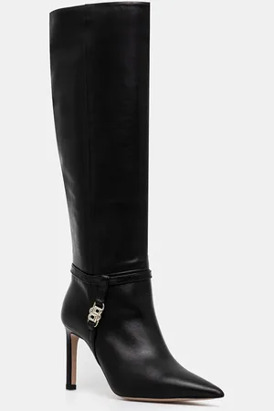 HUGO BOSS Kožené kozačky Janet dámské, barva, na podpatku, 50529806
