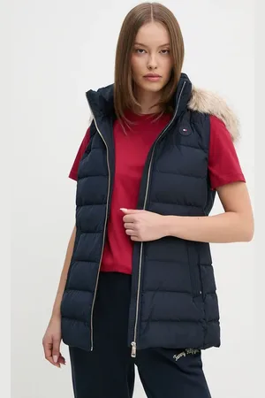 Tommy Hilfiger Péřová vesta tmavomodrá barva, WW0WW43634