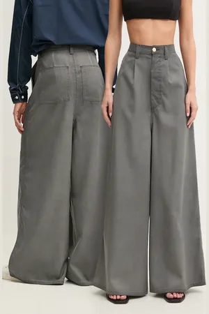 SUNNEI Vlněné kalhoty barva, široké, high waist, RTWXBOT011