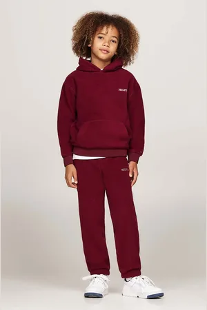 Tommy Hilfiger Dětské tepláky U POLAR FLEECE SWEATPANTS vínová barva, hladké, KS0KS00583
