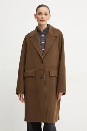 HUGO BOSS Vlněný kabát barva, přechodný, oversize, 50518893