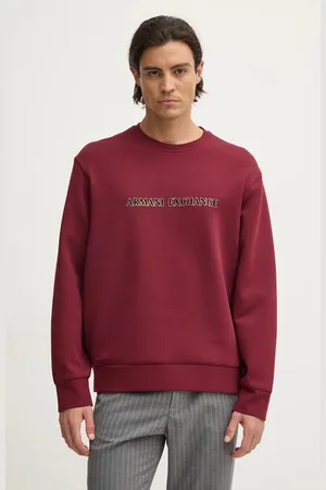 Armani Exchange Mikina pánská, vínová barva, s potiskem, XM000082 AF10818