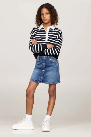 Tommy Hilfiger Dětská riflová sukně tmavomodrá barva, mini, KG0KG08243