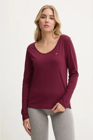 Tommy Hilfiger Tričko s dlouhým rukávem vínová barva, UW0UW05228