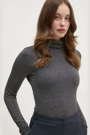 Tommy Hilfiger Tričko s dlouhým rukávem tmavomodrá barva, s golfem, WW0WW42905