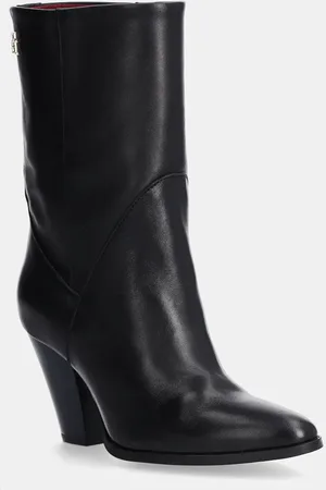 Tommy Hilfiger Kožené kotníkové boty MID COWBOY HEEL LEATHER dámské, barva, na podpatku, FW0FW08253