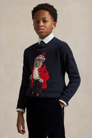 Ralph Lauren Dětský bavlněný svetr tmavomodrá barva, 323951416001