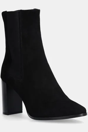 Calvin Klein Nubukové kotníkové boty HEEL CHELSEA BOOT 85 SUE barva, na podpatku, HW0HW02192