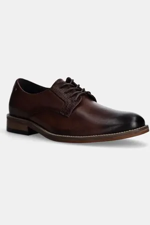 GOE Kožené polobotky pánské, barva, OO1N4014 BROWN