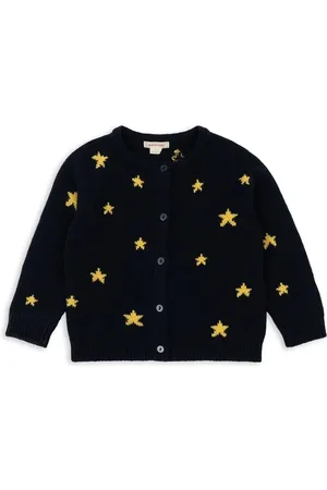 Konges Sløjd Dětský vlněný kardigan BELOU KNIT CARDIGAN tmavomodrá barva, KS101894