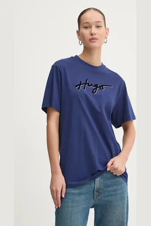 HUGO BOSS Bavlněné tričko tmavomodrá barva, 50528585