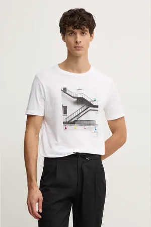 Benetton Bavlněné tričko barva, s potiskem, 3I1XU109U